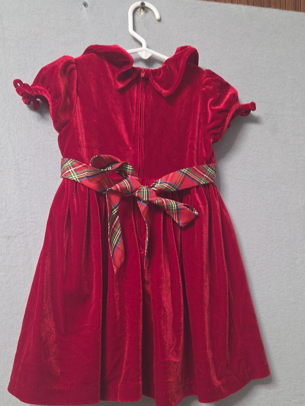 Girls Biscotti Velvet Holiday Dress, Size 3T, Red Plaid